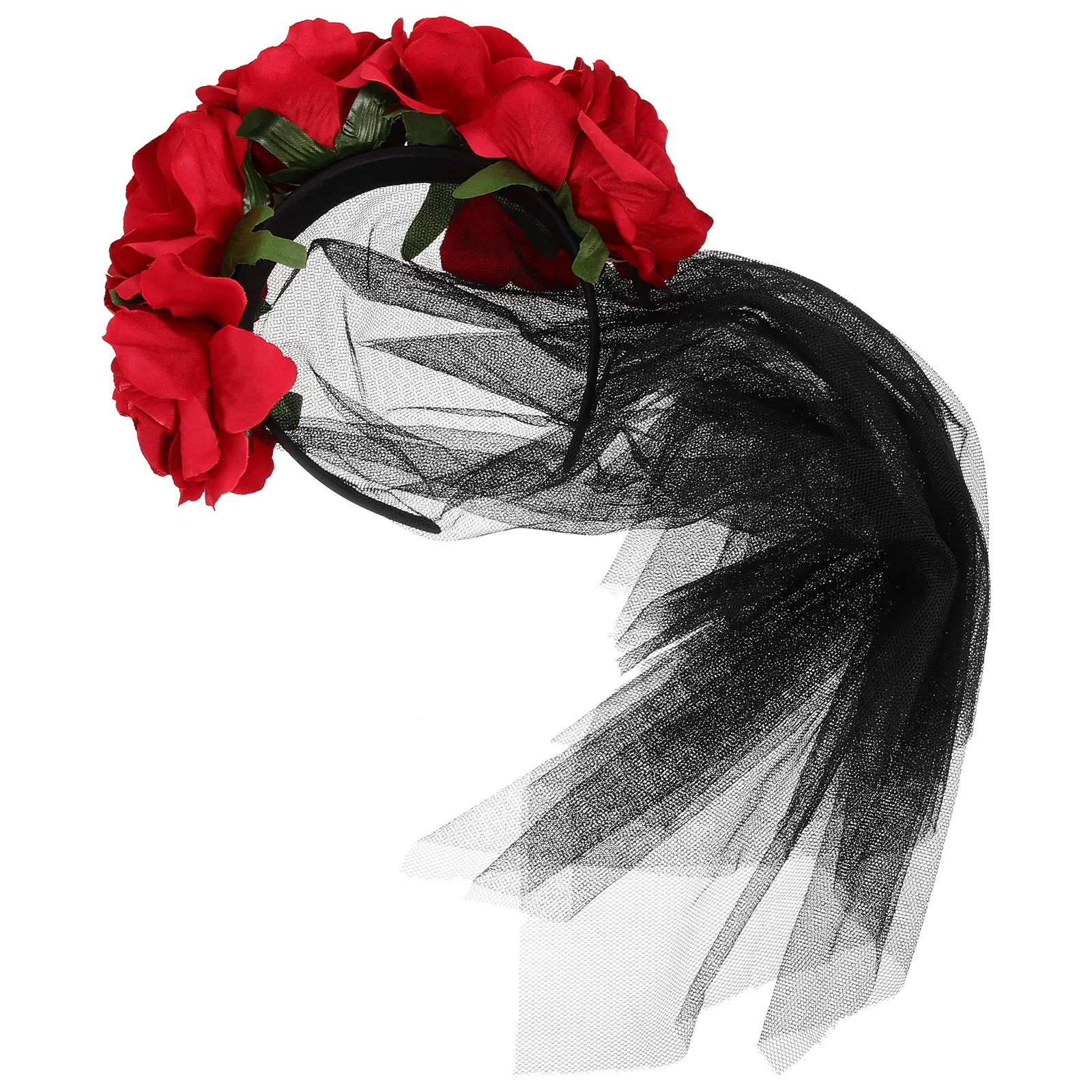 

Festive Headband Gauze Cloth Makeup Halloween Rose Flower Headdress Women Headwear Gift for Premium