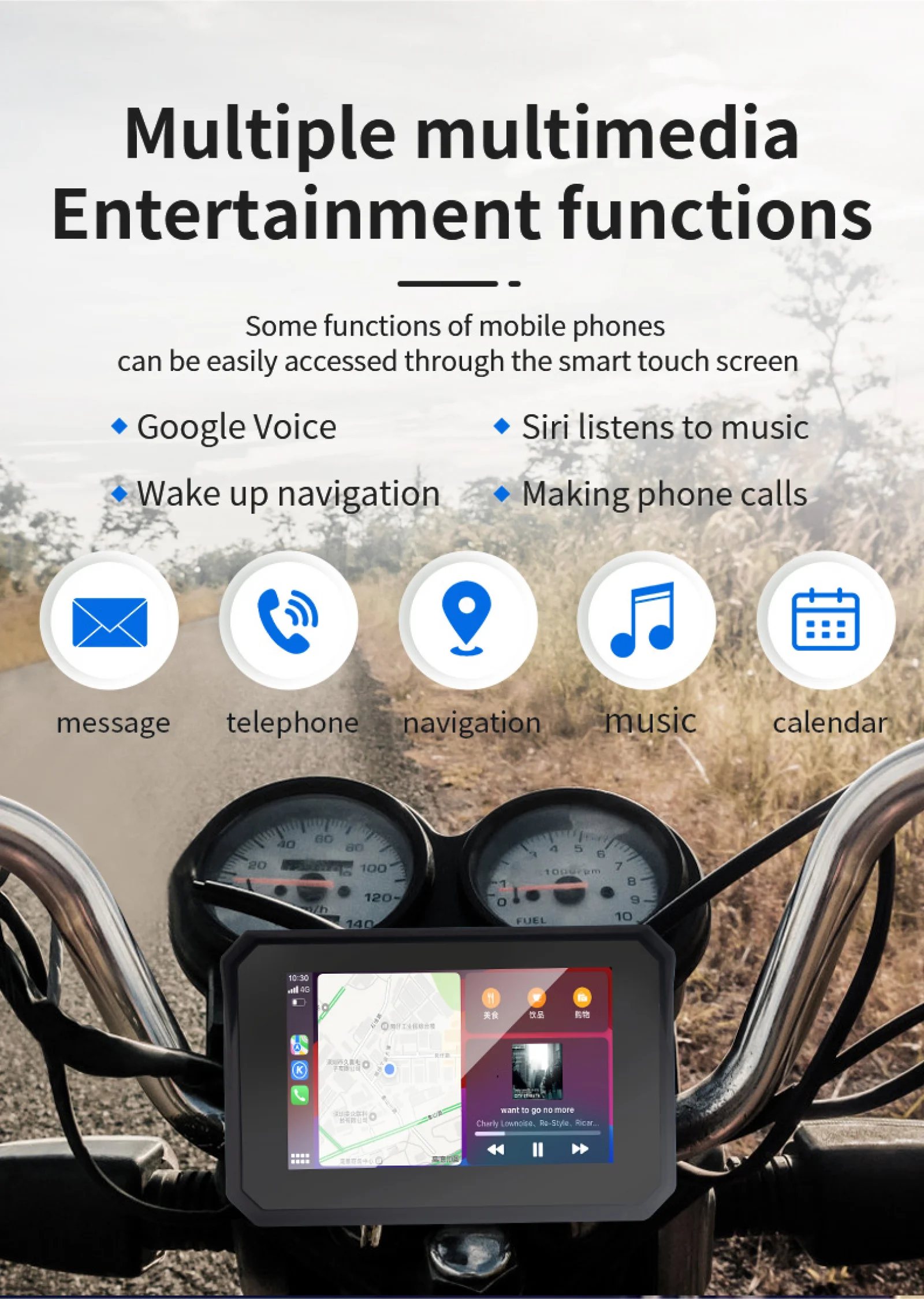 5 pollici moto Wireless Carplay Android Auto 800 + nit navigazione portatile esterna IPX7 schermo moto doppio Bluetooth