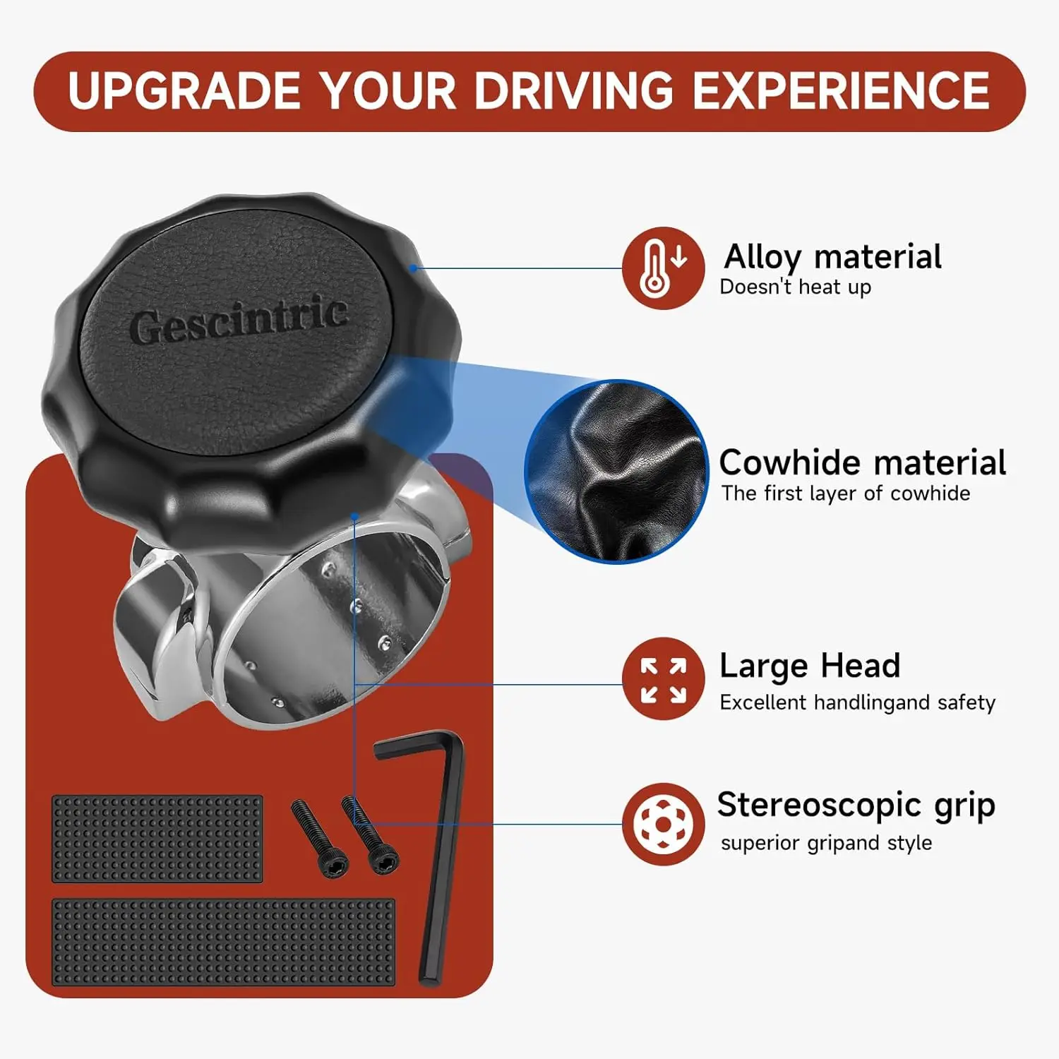 Durable Zinc Alloy Steering Wheel Knob Rotator for Cars SUV Trucks Vans Tractors Boats