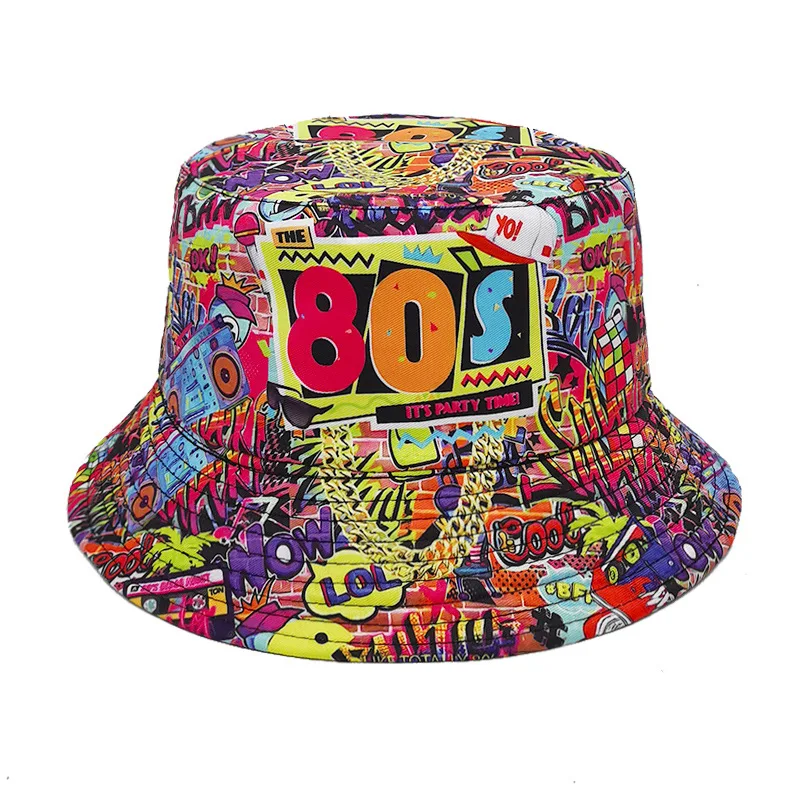 Mode Retro Jaren 80 Emmer Muts Voor Mannen Vrouwen Grappige Zomer Strand Vissen Hoed Inpakbaar Buiten Zon Visser Hoed