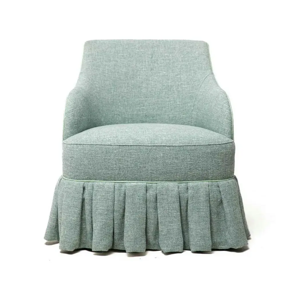 

#Traditional Hotel Villa Living Room Pleated Swivel Skirted Sofa Chair Bedroom Vanity Makeup Chair with Skirt for Small Space
