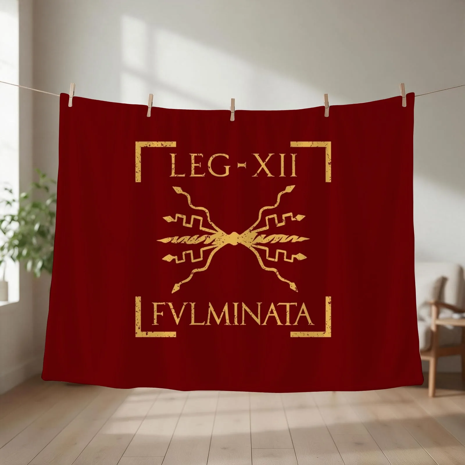 Legio XII Fulminata Thunderbolt Emblem Roman Legion Throw Blanket couch cozy soft plush fuzzy picnic outdoor blanket