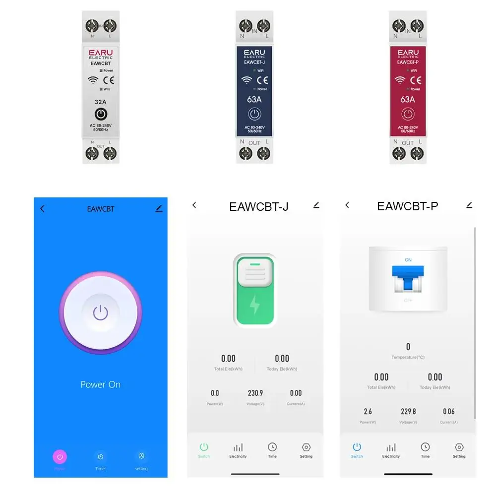 Tuya WiFi Smart Circuit Breaker MCB 1P + N 63A Timer Power Energy kWh Voltage Current Meter Protector Voice Remote Control Switch