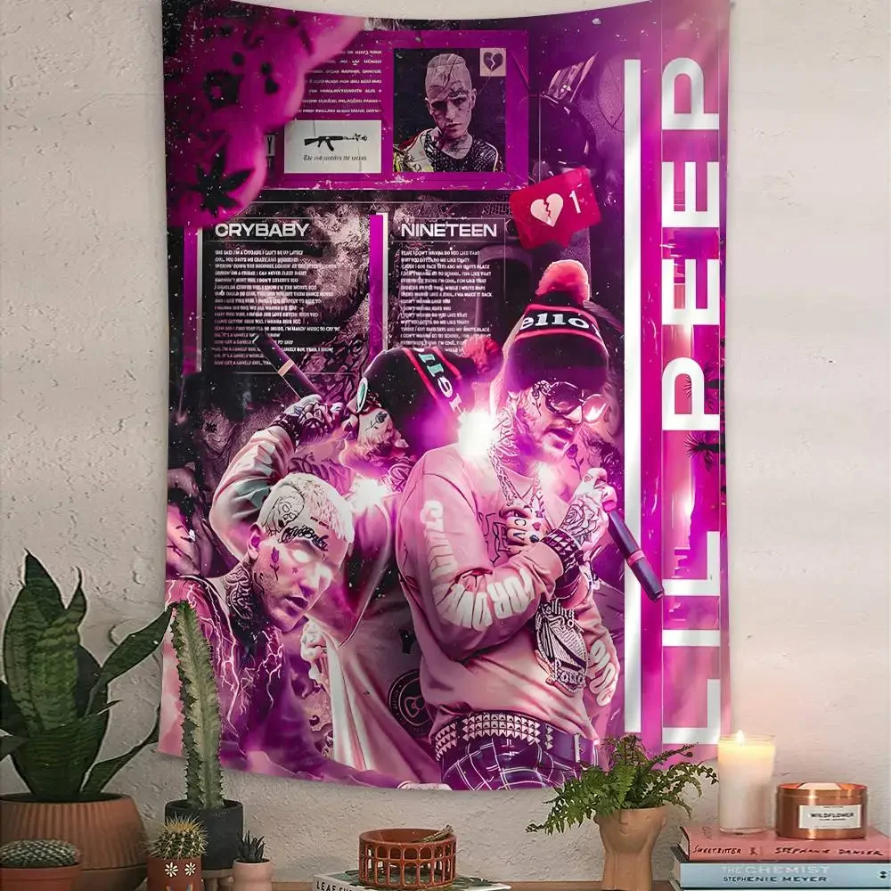 الهيب هوب مغني الراب ليل اللمحة مطبوعة كبيرة قماش مزخرف جداري الفن الخيال العلمي غرفة ديكور المنزل ديكور بطانية #3