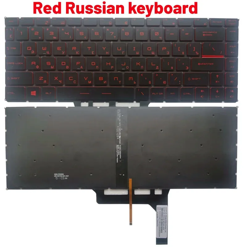 Russian Backlit Keyboard for MS-16R1 MS-16S2 MS-16R3/16R4 MS-16W1 MS-16W2 Stealth Thin 8SC 8RE 8RF 9SD 9SE 10SD 10SE