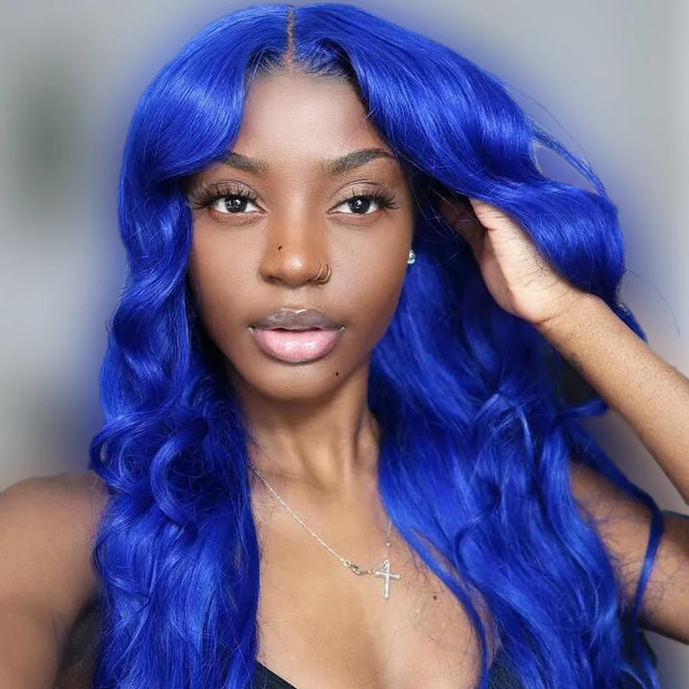 مستقيم الأزرق الداكن 13x6 الدانتيل الجبهة الباروكات 100% الشعر البشري 613 الملونة قبل نتفها الأزرق الداكن شعر مستعار الدانتيل للنساء الشعر الخام البرازيلي #3