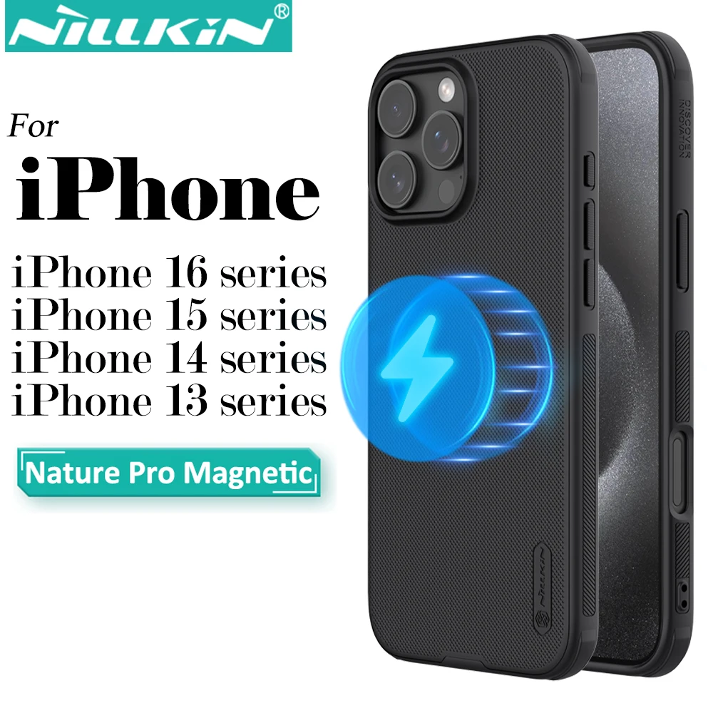 Nillkin para iPhone 16 Pro Max 15 Pro Max 14 Pro Max 13 Pro Super Frosted Shield Pro funda magnética PC + TPU protección contraportada