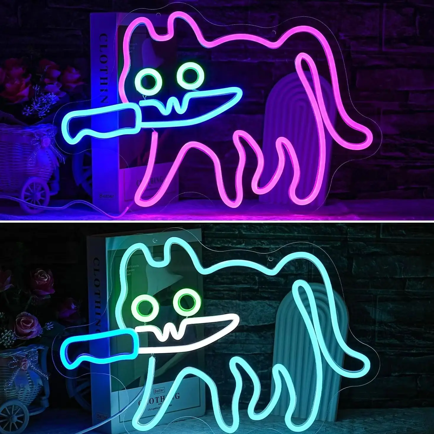 Cautiously Cat Neon Sign USB Dimmable LED Neon Light for Bedroom Bistro Shop Cafe Cat Store Restaurant Men Cave  Bar Home Decor