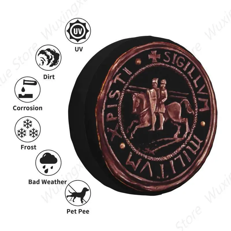 Vedação medieval dos cavaleiros templários capa de pneu sobressalente para toyota land cruiser prado jeep rv suv 4wd protetor de roda de carro cobre