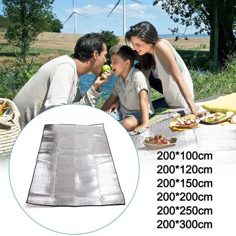 Camping Mat Foam Foil Blanket Aluminum Insulation Foam Foil Mat Sleeping Pad Thermal Outdoor Tent Footprint Reflecting Heat