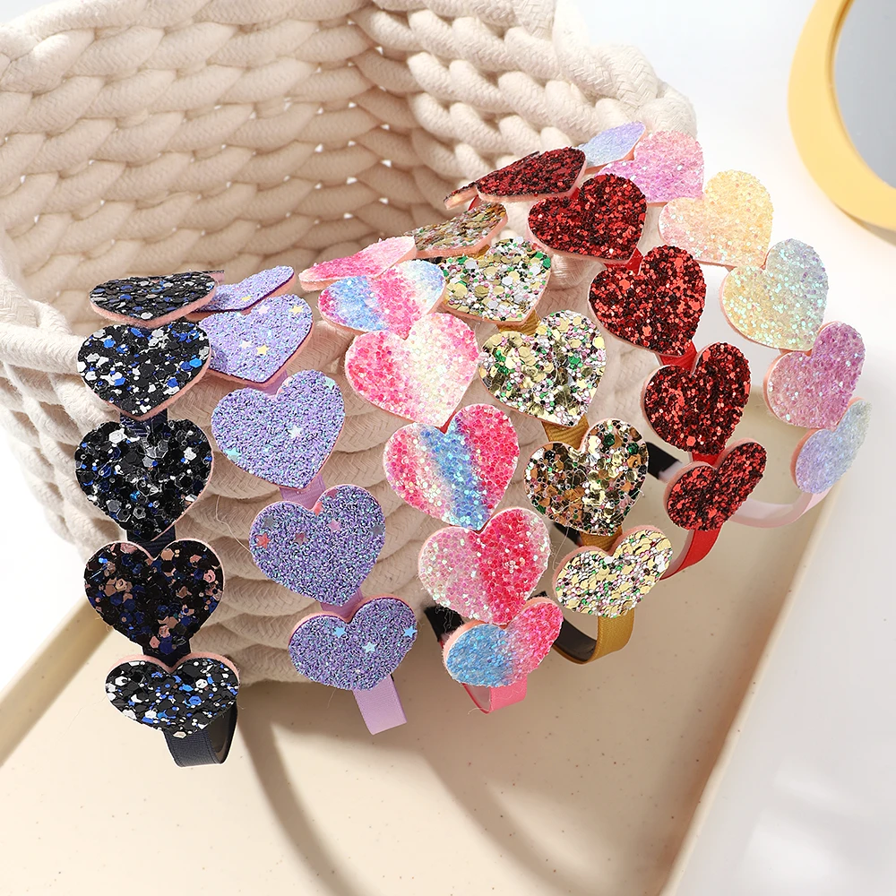 1pcs Fashion Girls Glitter HairBands Cute Colors HairHoop Lovely Bow Stars Headbands for Kids Hair Accessories Gifts