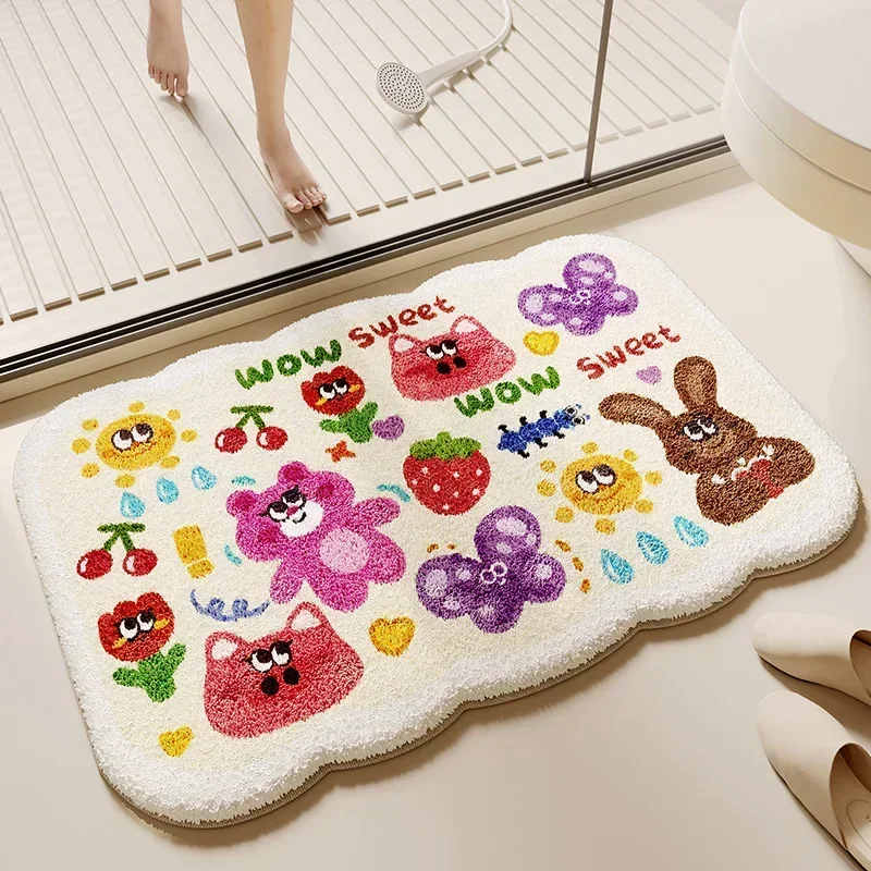 Dopamine special-shaped bathroom floor mat, water-absorbing non-slip foot mat, door mat