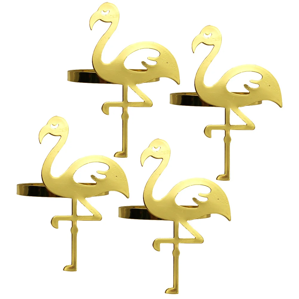 

4pcs Flamingo Napkin Rings Metal Serviette Buckles For Party Banquet Wedding Dinner Table Decor Creative Dining Accessories