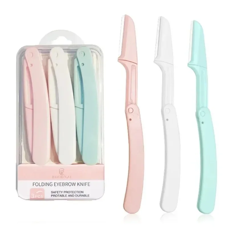 1/3pc Safe Folding Ladies Eyebrow Trimming Knife Makeup In Case Hair Removal Shaver Safe Blades Trimming Anti-Scratch Razor Tool