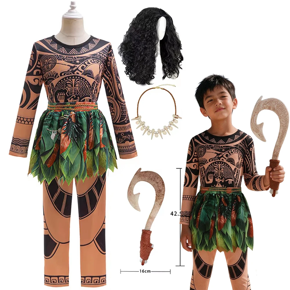 Kids Boys Maui Demi God Tattoo Printed Pants Costume For School Talent Show Birthday Party Halloween Carnival Cosplay Dress Up