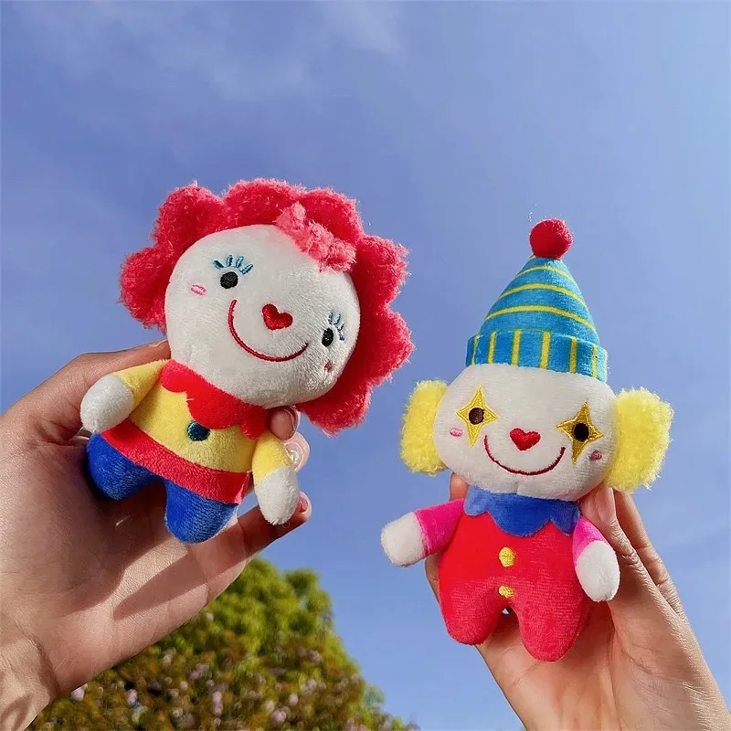 Personality Soft Fur Joker Creative Cartoon Circus Cute Keychain Plush Pendant Bookbag Access Doll Couple Keyring Gift