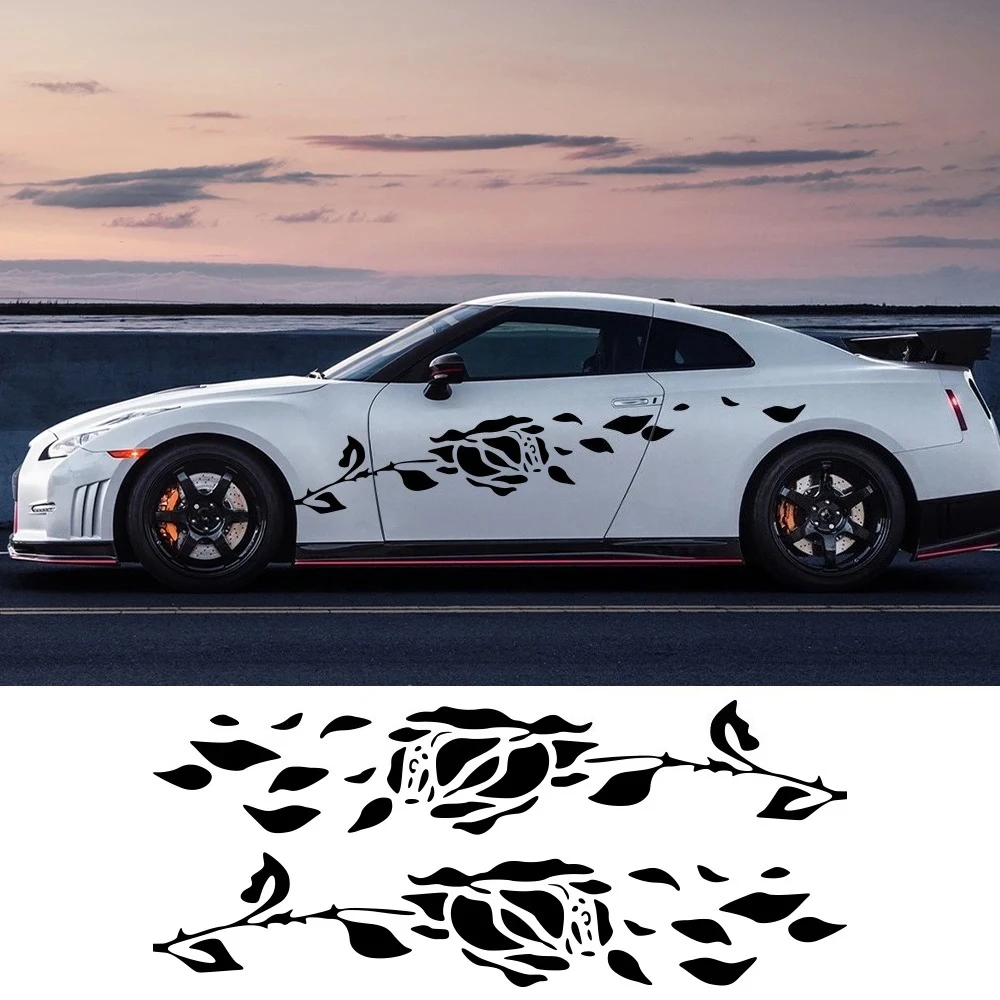 

2PCS Car Body Side Stickers Creative Big Rose Pattern Vinyl Decals Waterproof Auto Styling DIY Decoration Stickers Accessories
