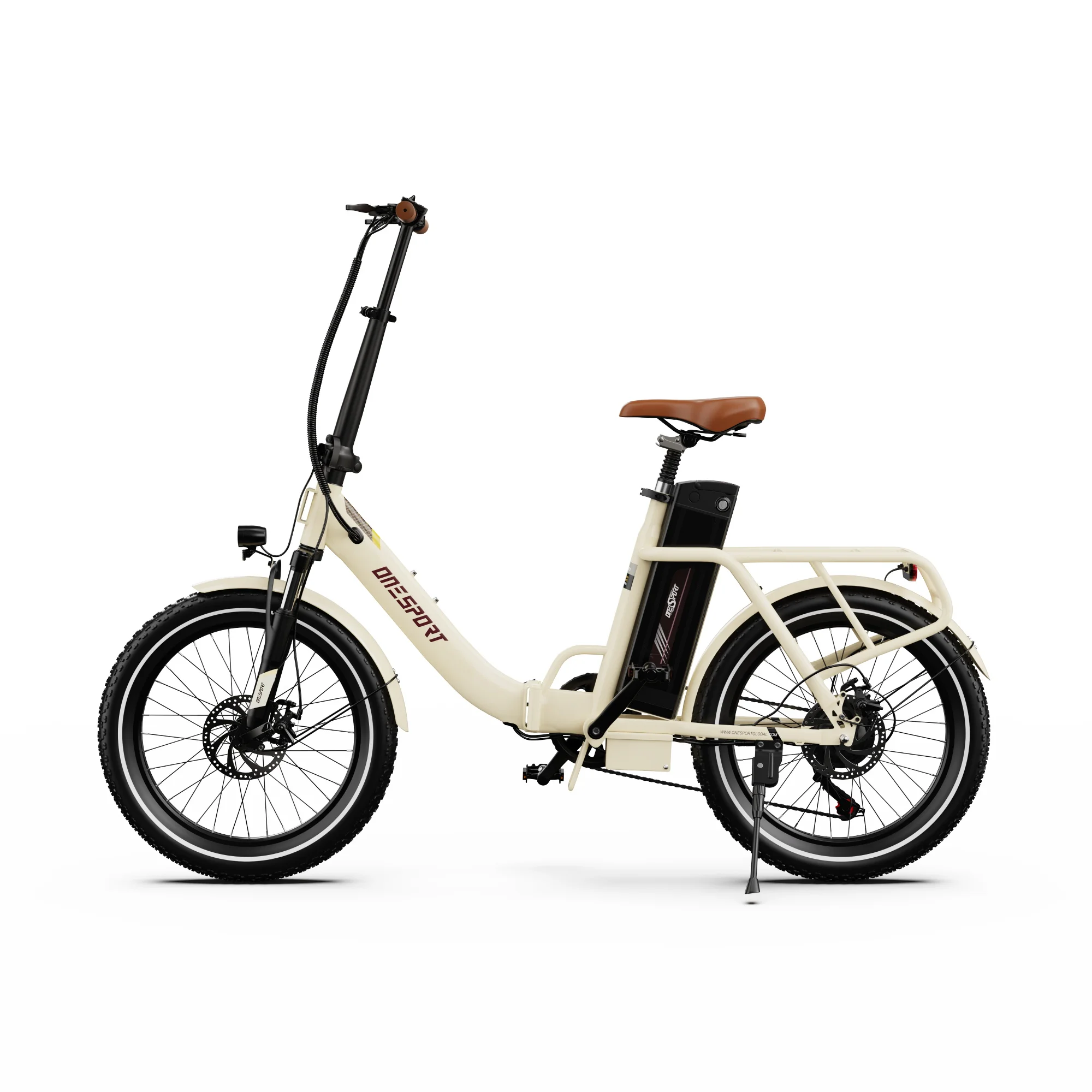 Image of ONESPORT OT16-2 Klappbares Elektrofahrrad für Erwachsene - 20"-Reifen, Eisenrahmen, 250W Motor, 48V 17AH Batterie, 1 * 7 Gänge, Drahtbremse, Pendler-E-Bike mit LCD-Bildschirm, Unterstützungsmodus 60KM
