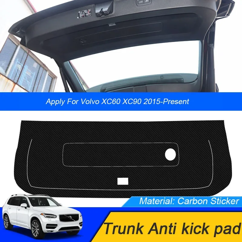 For Volvo XC60 XC90 2015-Present Car Anti-kick Carbon Trunk Pad Weather Dustproof Protect Tailgate Sticker Auto Accessories