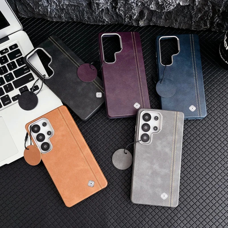 For Samsung Galaxy S25Ultra Luxury PU Plaid Leather Phone Case For Samsung Galaxy S25U S24Ultra 5G Magnetic For Megsafe PC Cover