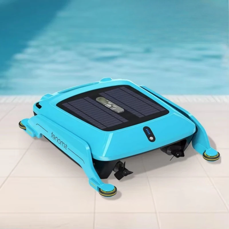 Solar-Powered Robotic Pool Skimmer With Filter Basket 200㎡ Surface Cleaner Usb & Solar Charging,Remote Control for Swimming Pool