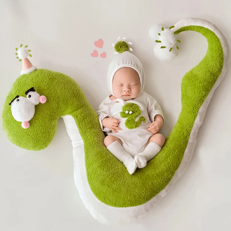 Newborn Baby Photography Clothing Cute Snake Themed Outfit Hat Socks 4pcs/Set Knitted Snake Doll Studio Photoshoot Accessories