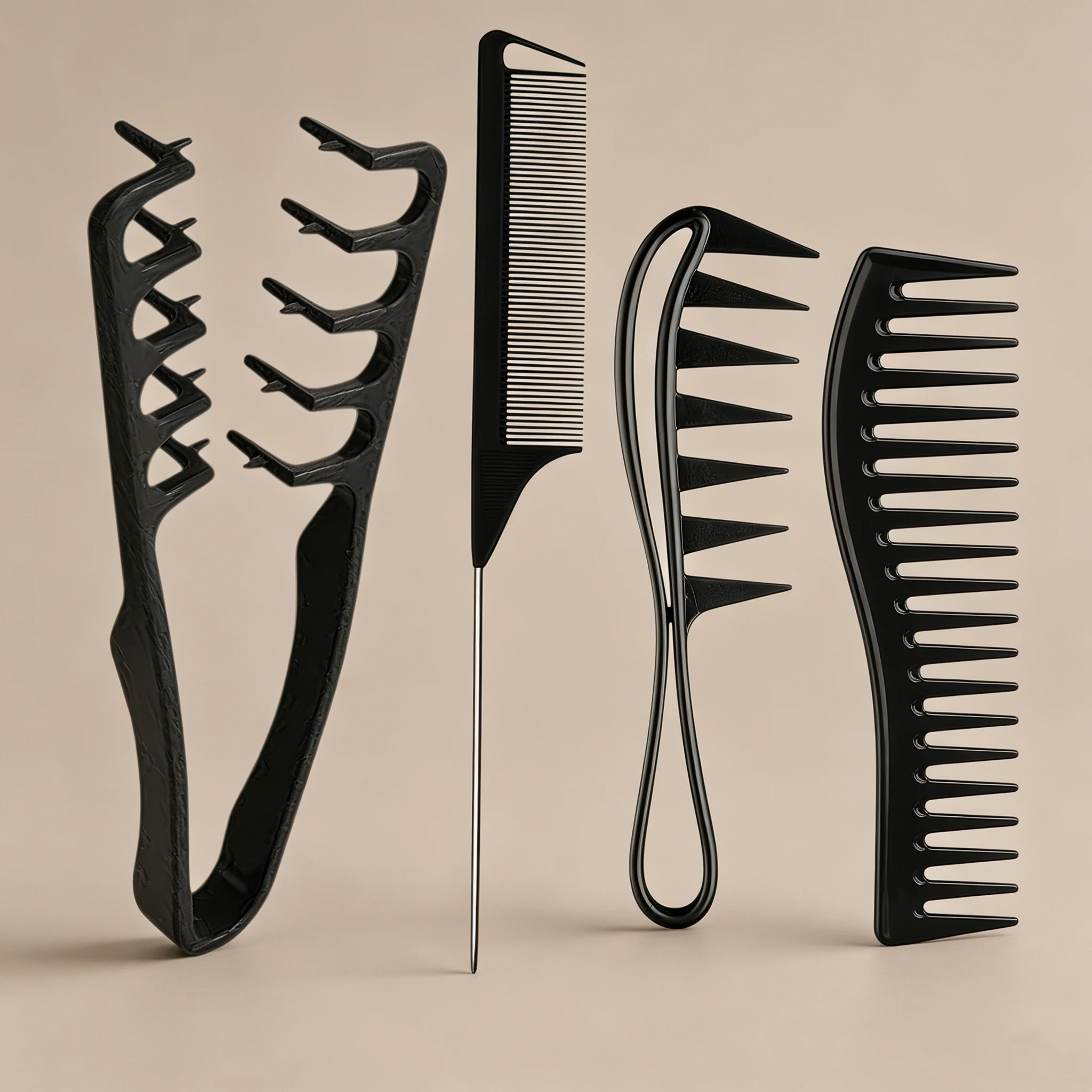 Hair Styling Comb Set Wide Tooth Detangler Metal Pin Tail Weaving Fork For Curly Braiding Partition Salon Tools