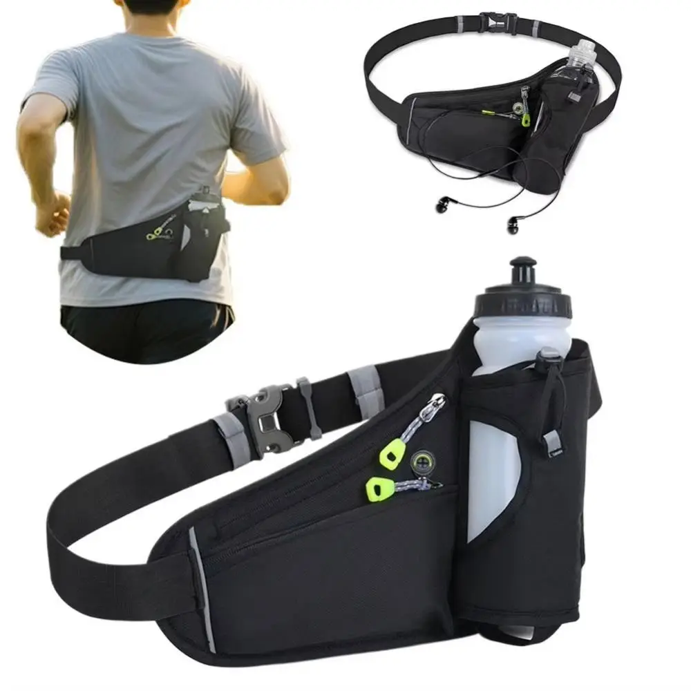 Solid Color Sports Fanny Pack Adjustable Strap Reflective Design Mobile Phone Storage Bag No Water Bottle Large Capacity