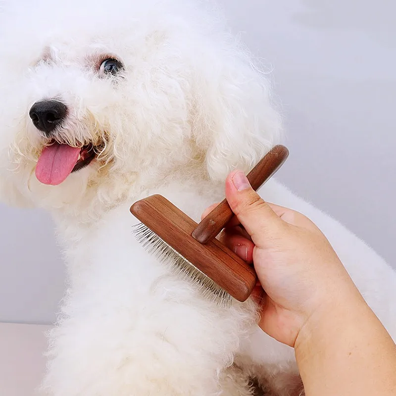 Cepillo de madera maciza para perros y gatos con mango cómodo - imagen 5