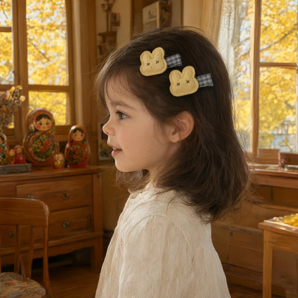 Cartoon Bunny Hair Clips for Girls Doll Elastic Hair Band Autumn Side Clip Cute Hair Accessories Kids Hair Tie Ponytail Holder