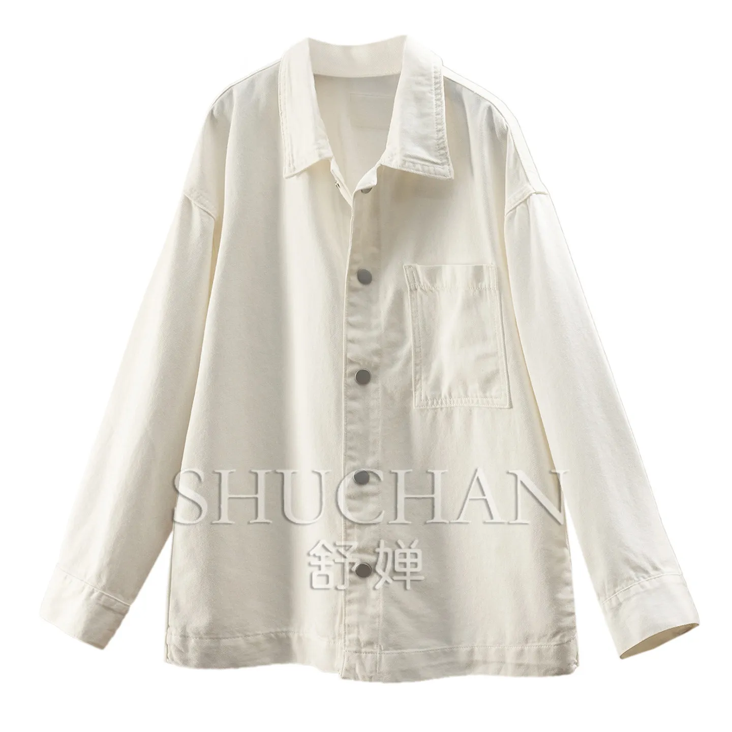British Coats Line Casual Loose, Loose and Thin Cotton + Denim Shirt Jacket Women 55G4 Denim Jacket Women