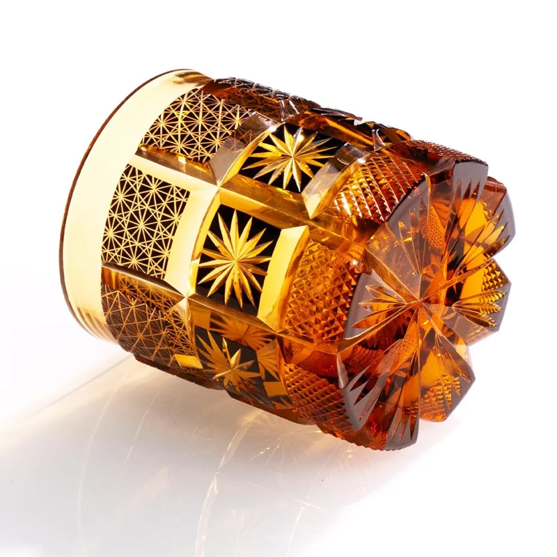 Golden Prestige Whiskey Glasses Luxury Royal Court Dedicated Crystal Wine Cup Top Gift Hand Carving Rock Tumbler Dropshipping