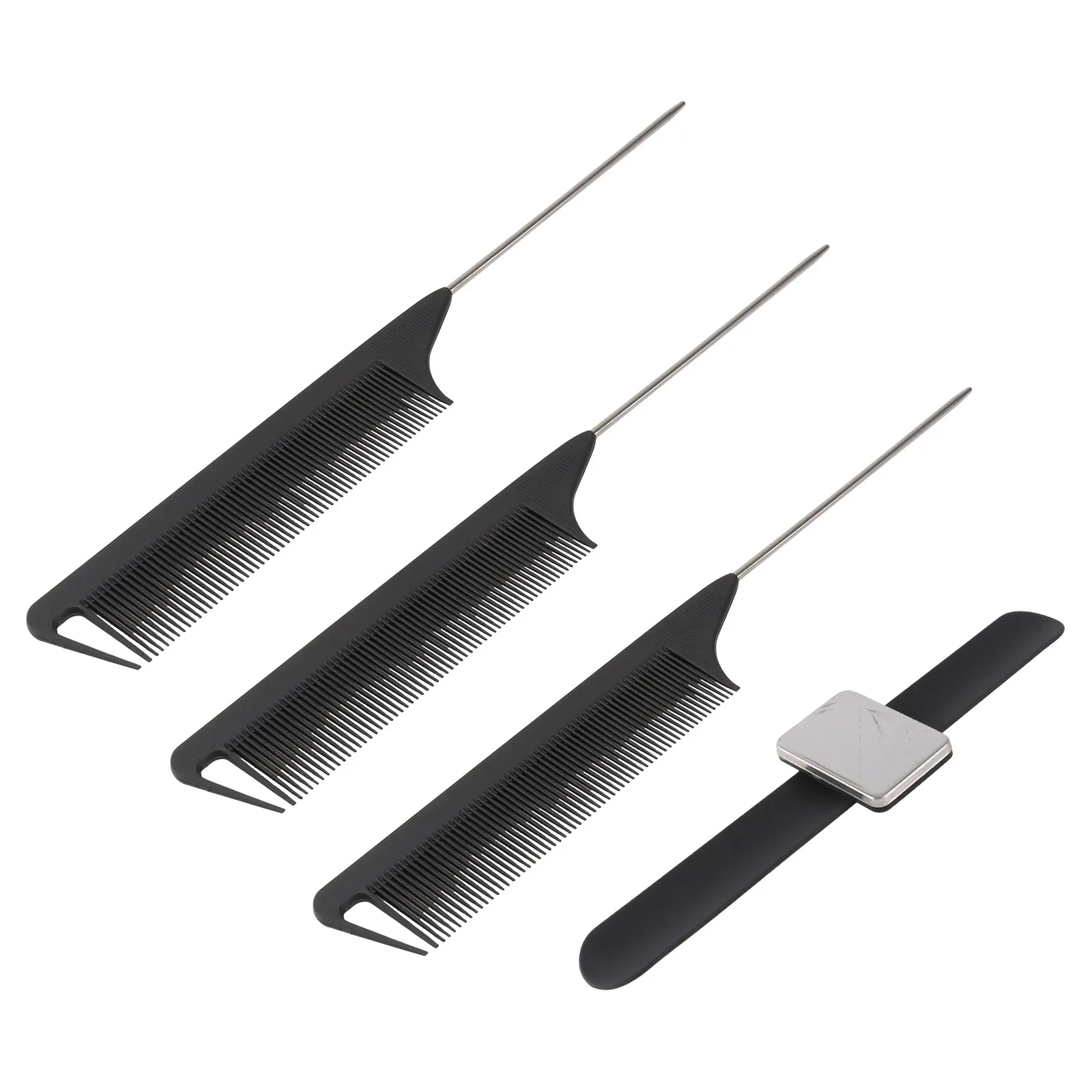 

1Set Magnetic Hairpin Wristband Holder for Salon Professionals with 3 Tip Tail Combs Hairdressing Tool Kit Hair Clip Bracelet