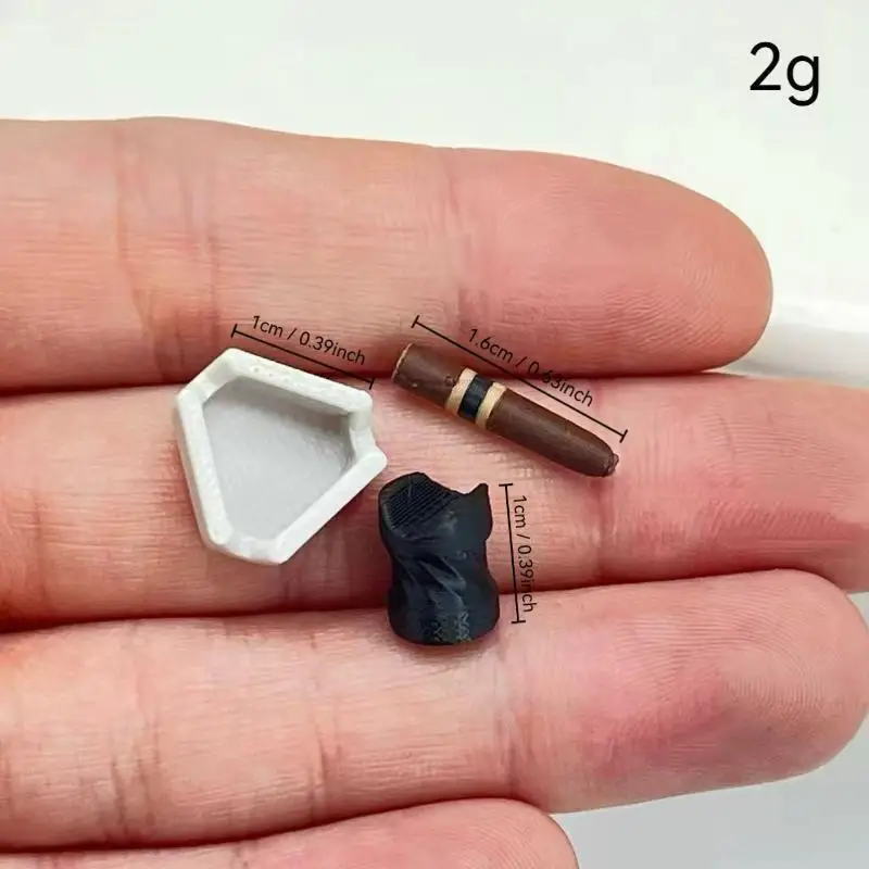 1 Set Mini Cigarette Ornament Pretend Play Toys 1/12 Dollhouse Simulation Cigar Ashtray Kit Model Dolls House Decor Accessories view 2