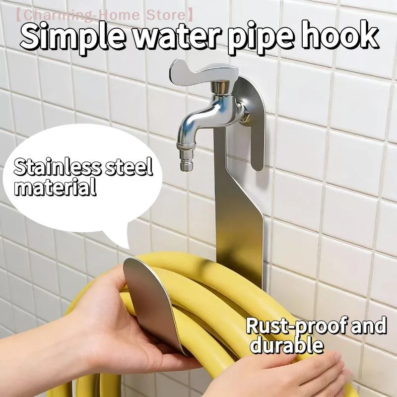 【M】Rustproof Wall Mount Hose Hook, Heavy Duty 201 Stainless Steel for Garden & Car Water Hose, Space Saving Balcony Rack
