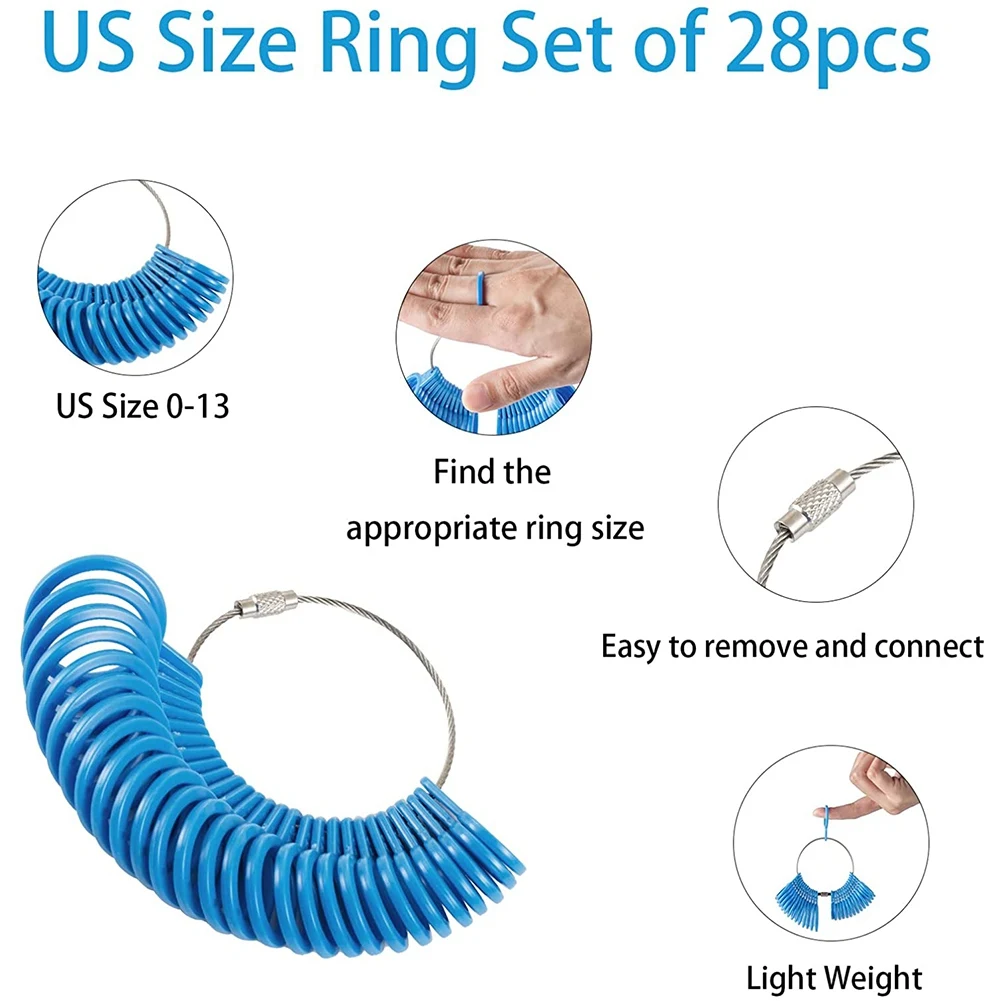 반지 크기 측정 도구 세트, 반지 맨드릴 링 사이저 게이지, 손가락 보석 제작용 스틱 및 링 게이지