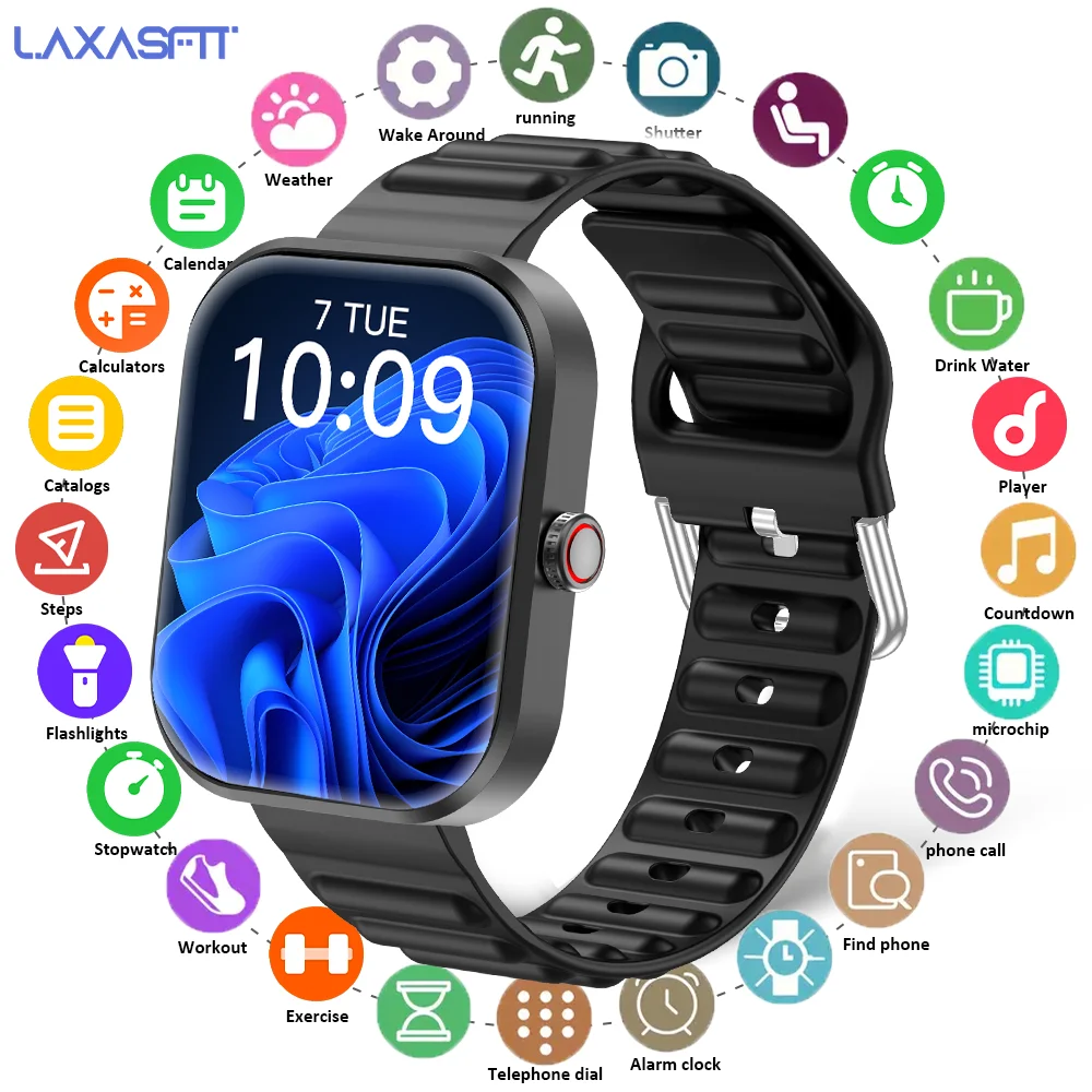 LAXASFIT New Smart Watch with Voice Calling Men's Health Monitoring Smart Notifications Voice Assistant Women's Smartwatch Gift