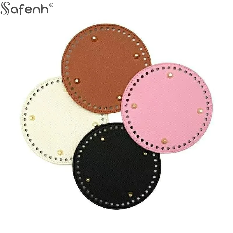 1 قطعة الجلود البيضاوي جولة القاع لحقيبة محبوكة حقيبة جلدية الملحقات اليدوية أسفل مع ثقوب Diy بها بنفسك حقيبة كروشيه القاع