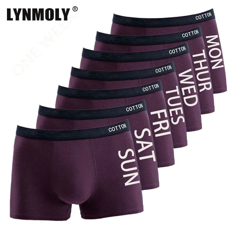 

7 шт., хлопковое мужское нижнее белье, удобные мягкие модные интимные трусы-боксеры с принтом на одну неделю, спортивные дышащие мужские шорты