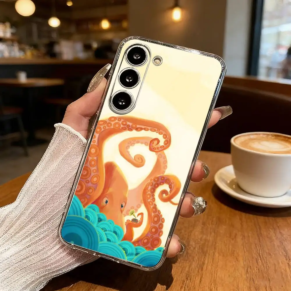 O-Octopus S-Sea Animals O-Ocean Phone Case For Samsung S25,S24,S21,S22,S23,S30,Ultra,S20,Plus,Fe,Lite Transparent Cover