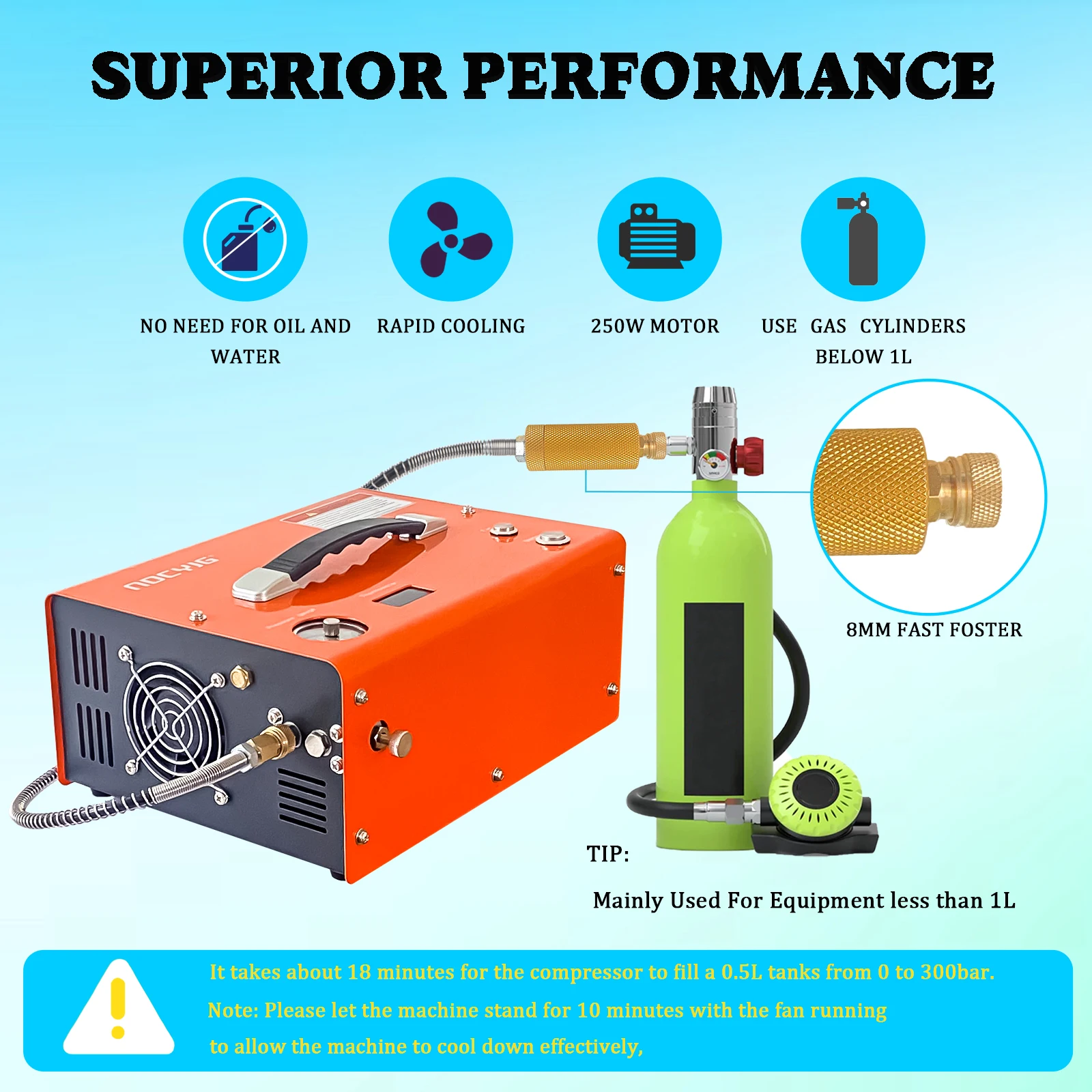 توقف تلقائي PCP ضاغط الهواء 300bar 4500psi ارتفاع ضغط ضاغط الهواء مضخة هواء كهربائية المدمج في إمدادات الطاقة