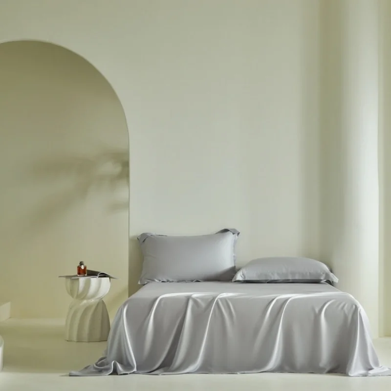 King-Size-Eukalyptus-Lyocell-Flachlaken, sommerliches, seidiges, kühlendes Oberblatt, Tagesdecke, einfarbige Doppelbettwäsche für Zuhause, 108 x 102 Zoll, 1 Stück