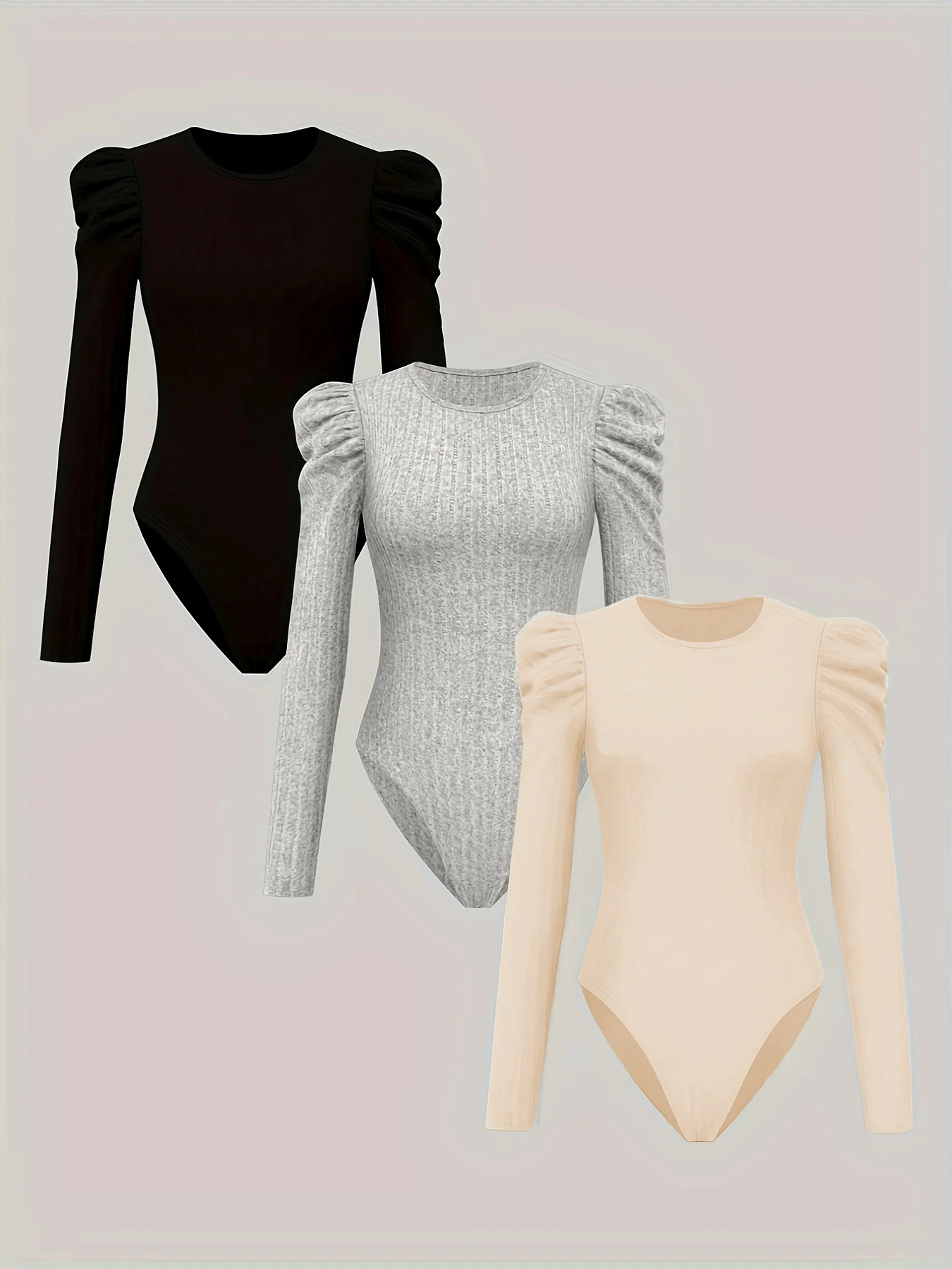 

Европейские и американские осенние и зимние колготки с длинными рукавами, однотонный повседневный топ, комплект из трех предметов