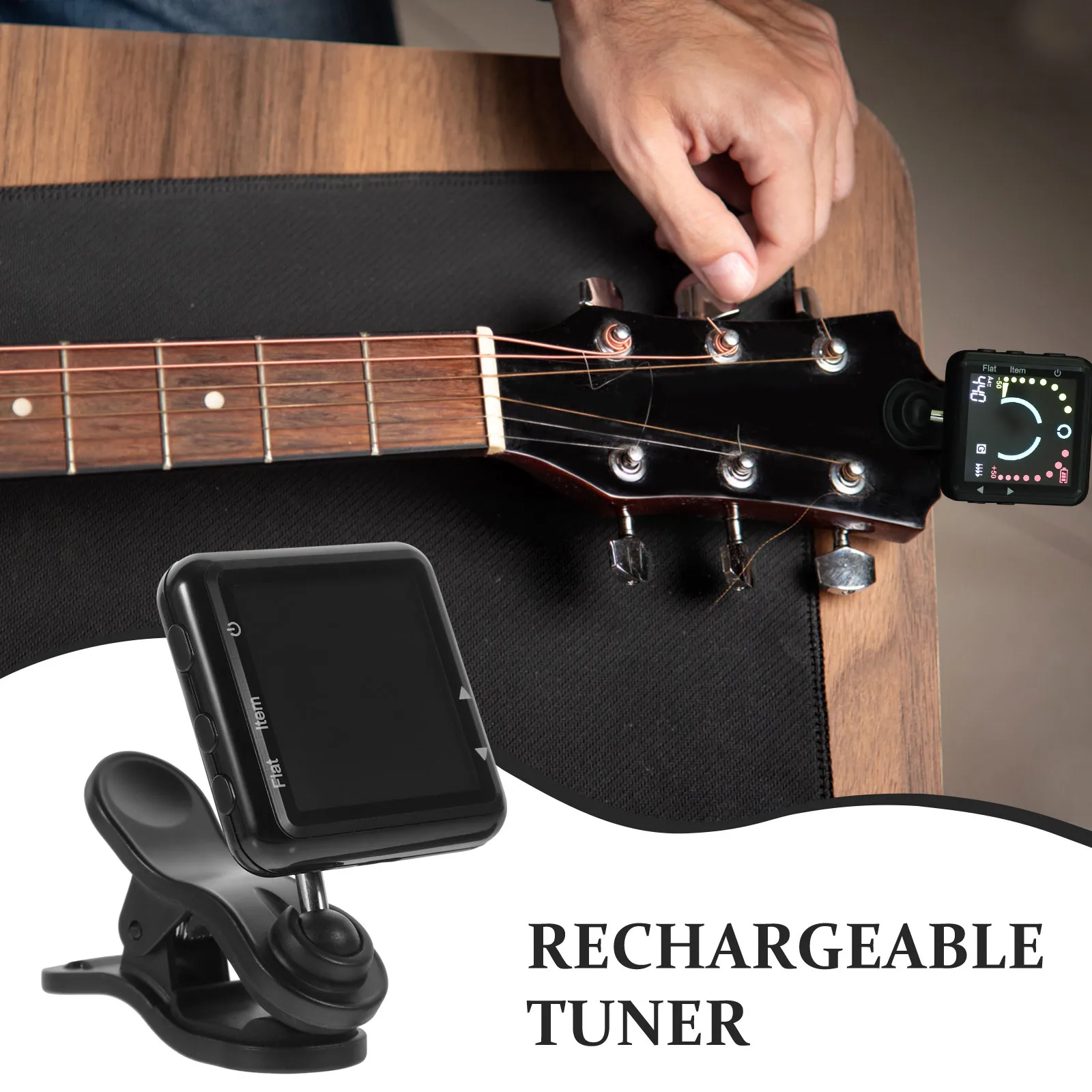 

Rechargeable Multipurpose Clip on Guitar Tuner Classic Guitar Tuner Electronic Metronome Accurate Sound Output Device