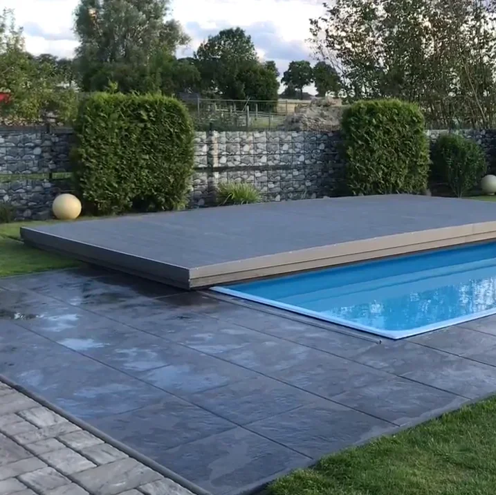 2026 Save Space Pool Cover Rectangle Pattern Automatic Deck Pool Cover .