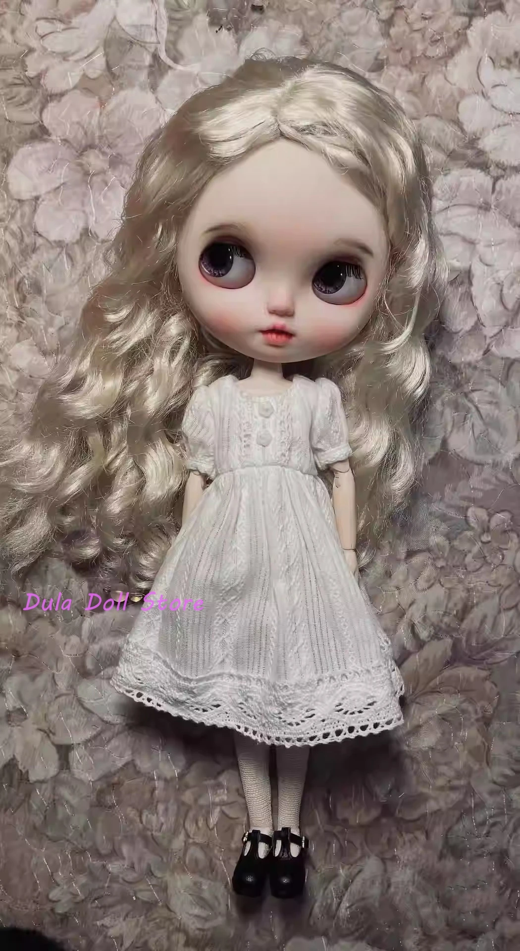 Dula Doll Clothes Dress Vintage white dress Blythe Qbaby ob24 ob22 Azone Licca ICY JerryB 1/6 Bjd Doll