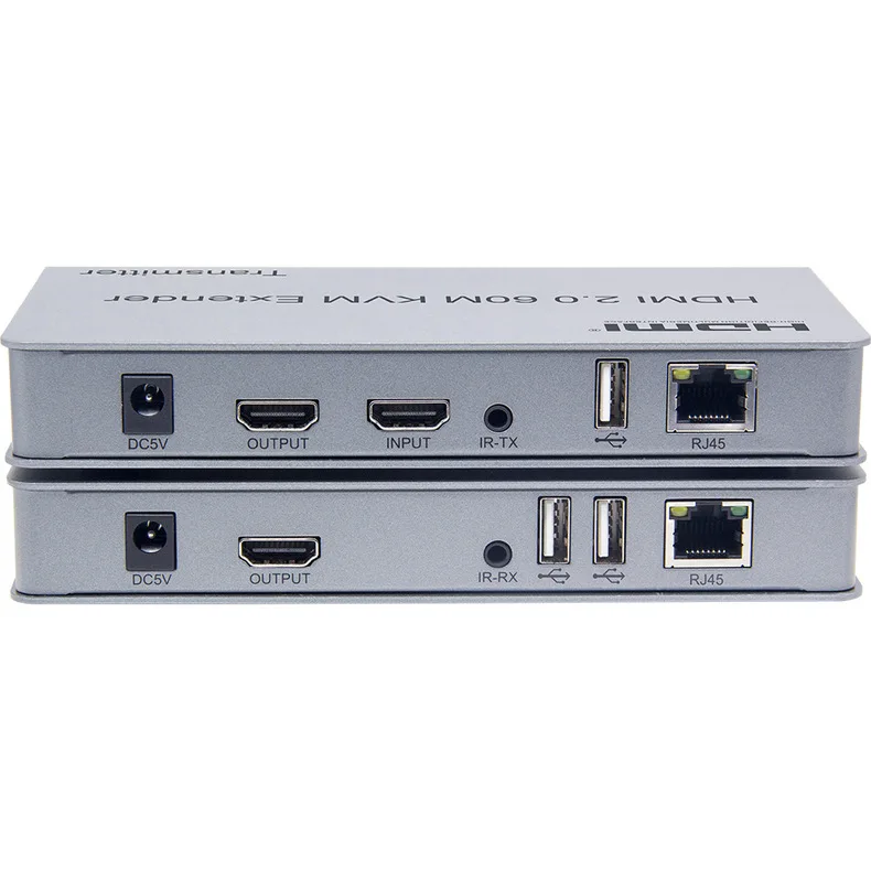 4K 60Hz HDMI 2.0 KVM Extender 60M HDMI USB Extension Over Ethernet CAT5e/6 1080P HDMI Extender with USB Support Mouse Keyboard