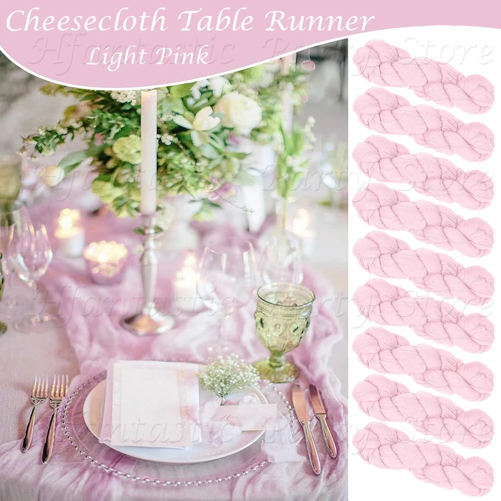 Light Pink Cheesecloth Table Runner Boho Gauze Rustic Sheer Cheese Cloth Pink Table Runner Wedding Bridal Shower Party Decor