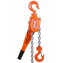 VEVOR Manual Lever Chain Hoist 0.75/1.5/3/6Ton 10/20 FT Come Along G80 Galvanized Carbon Steel Auto Chain Leading for Garage