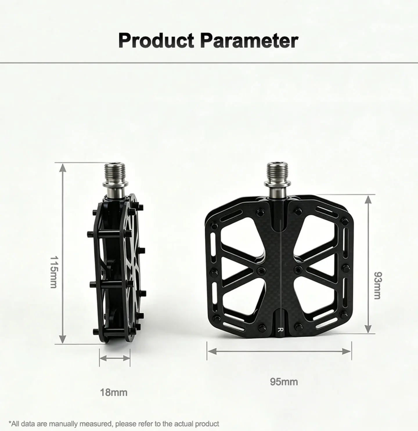 Ultraleichte Carbonfaser-Fahrradpedale MTB Rennrad Fußplattform mit Gedichteten Lagern Titan-Spindel Rutschfest Vollcarbon – Detail 2